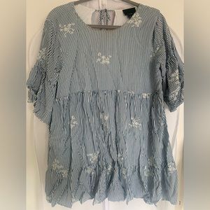 Floral Stripes Mini Boho Dress